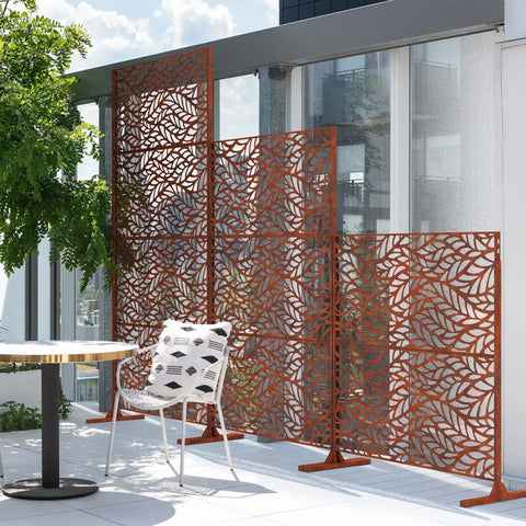corten flowleaf privacy screen set